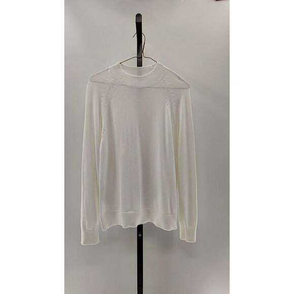 Quince Women 100% Organic Cotton Mock Neck Sweater Ivory S - Picture 2 of 3